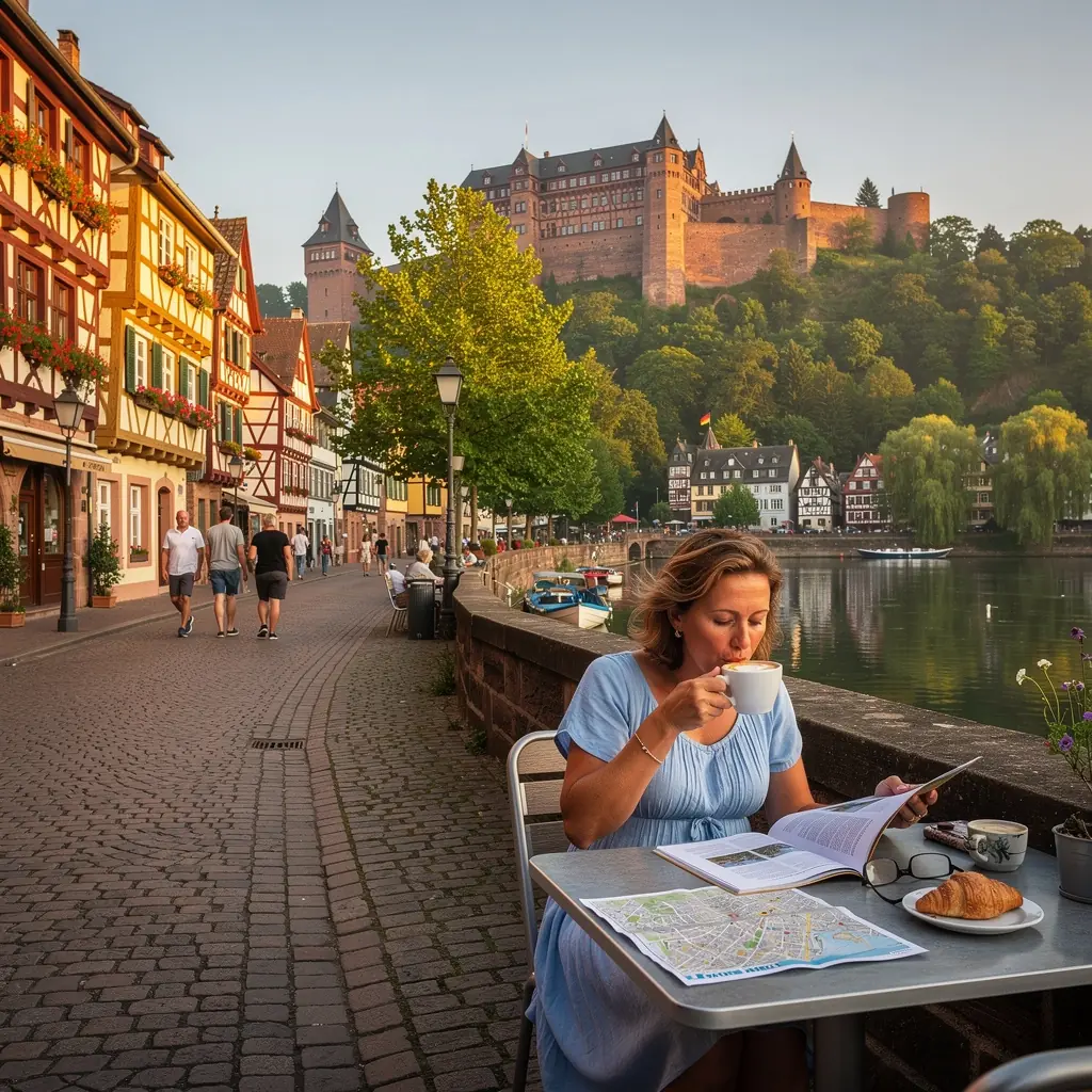 Eine ruhige Landschaft mit einem Wanderweg, der zu einem Aussichtspunkt führt.